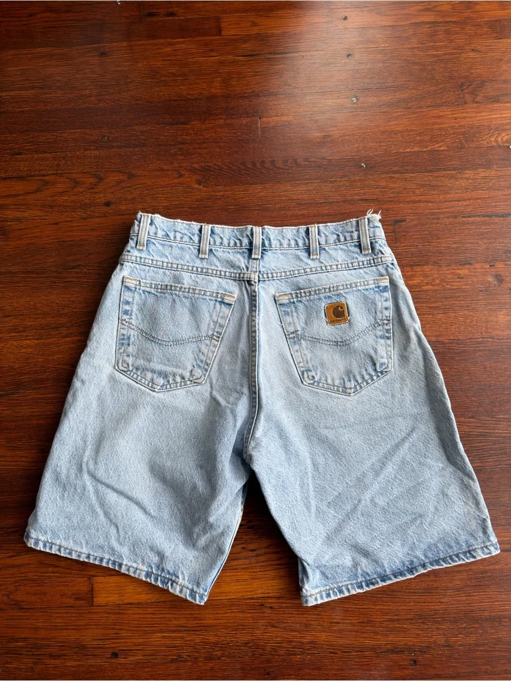 Vintage Carhartt Denim Shorts Light Wash Relaxed Fit Workwear Mens 30